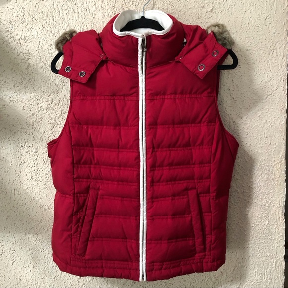 Ann Taylor Loft down puffer vest removable hood - Picture 1 of 12